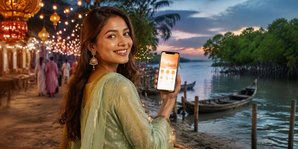 খুলনায় ঈদ উৎসবে মোবাইল পেমেন্টের মাধ্যমে bhaggo তে লেনদেন করছেন ব্যবহারকারী
